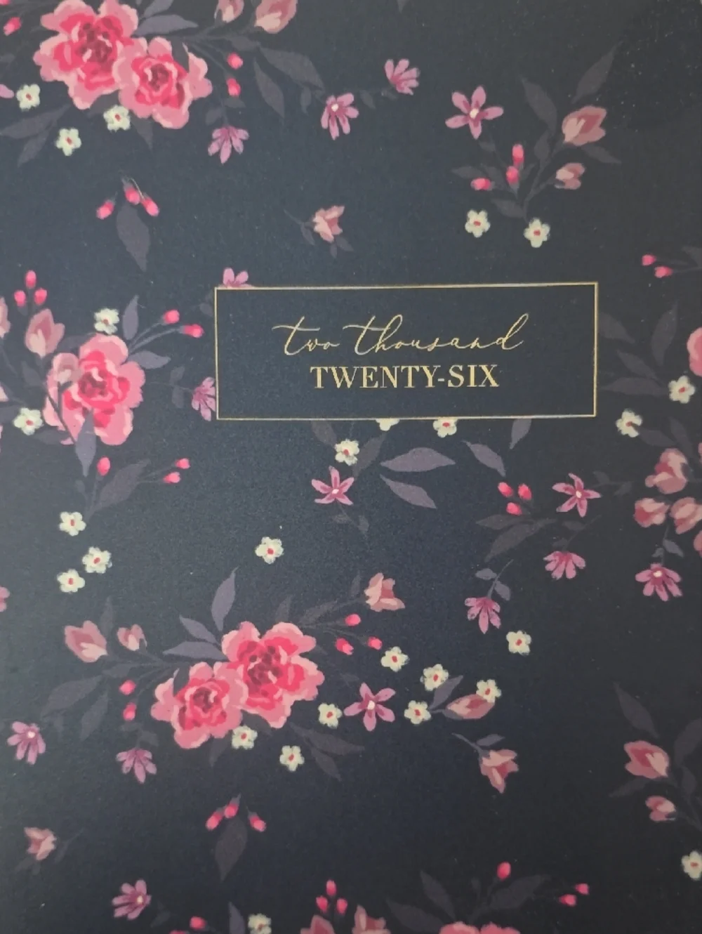 Floral Spiral Planner - Navy with Pink Roses